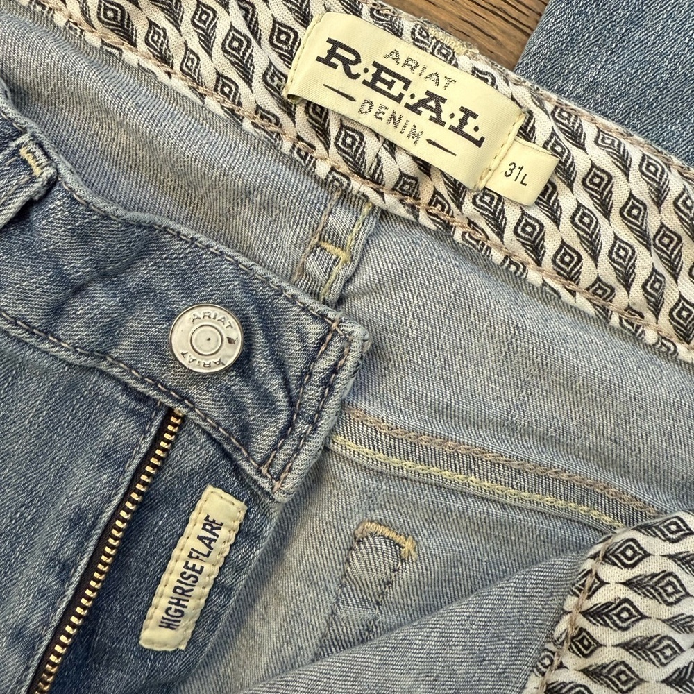 Ariat Real Denim High Rise Frayed Hem Flare Jeans - Picture 10 of 14
